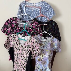 Cherokee  & other brands Scrub Tops- lot of 5